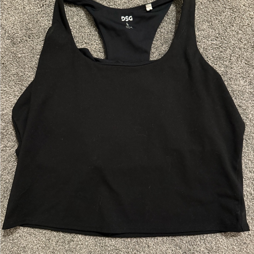 DSG; LARGE, Black Sleeveless Crop Tank Top